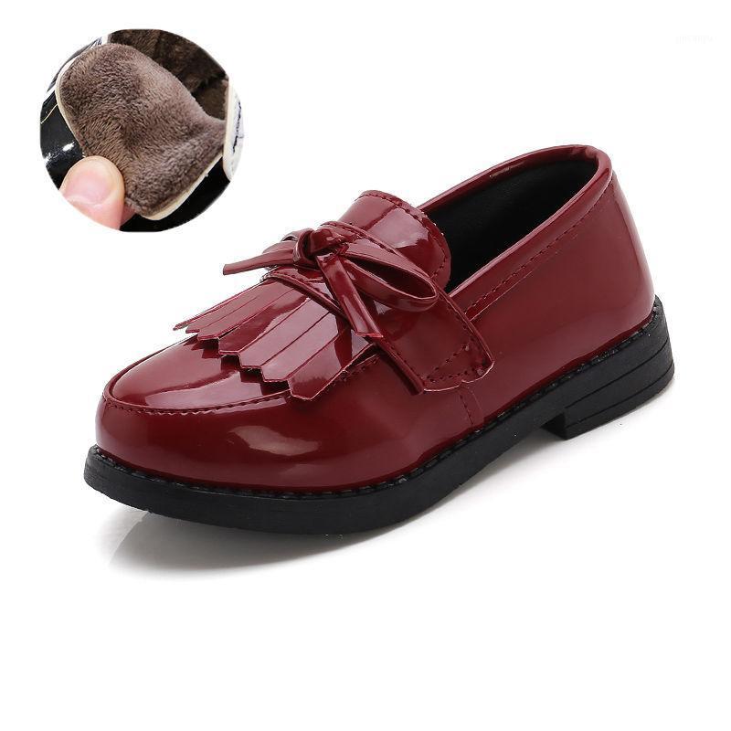 

2020 Winter Plus Velvet Child Shoe Fashion PU Leather Shoes For kids Girls Non-slip Children Keep Warm Child Baby Leather Shoes1, Black