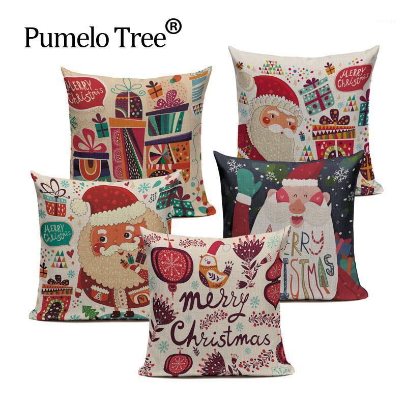 

Cartoon Santa Claus Printed Cotton linen Christmas blend Throw Home Decorative Cotton Linen Cushion Cover 45 x 45cm1, 6922