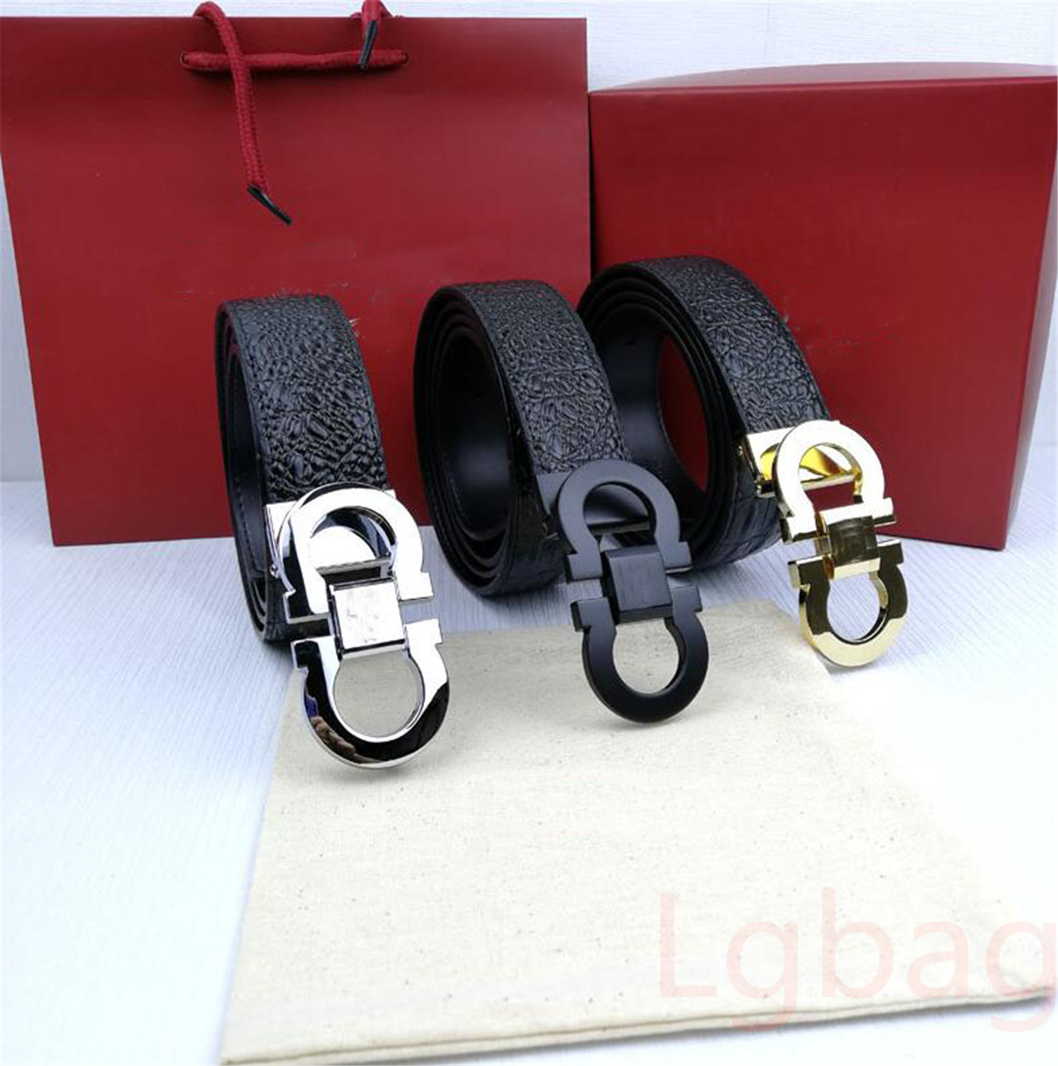 

Luxury Designer Belt Big Buckle Fashion Casual Genuine Leather Women Belts Men Letter Waistband Add Origial Box F001