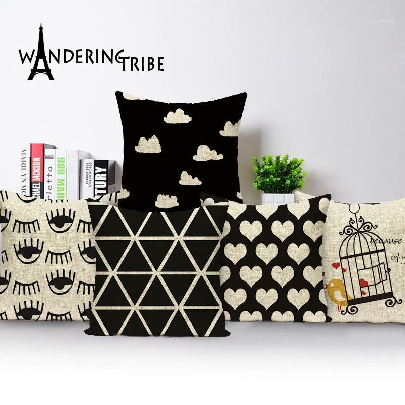 

2020 New black and white geometric cushion cover home sofa cushions custom cushion cover birds outdoor decorative pillowcase1, L353-22