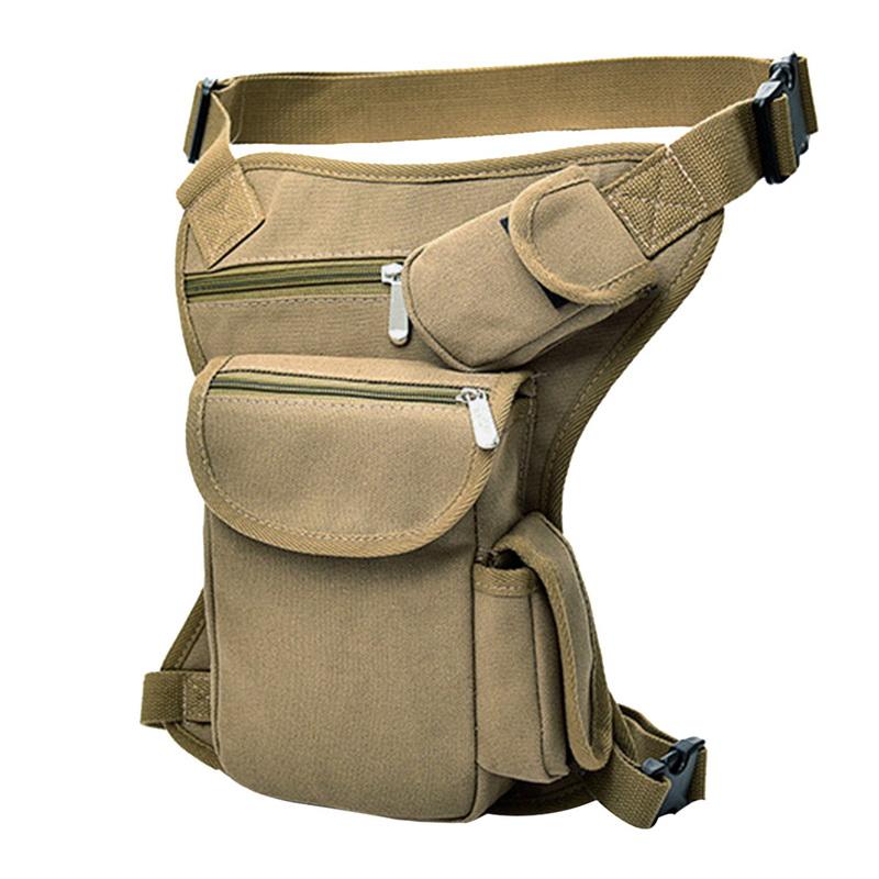 

Men Tactical Travel Riding Motorcycle Bag Portable Waist Messenger Bag Casual Canvas Drop Thigh Leg Multi- Pouch, Brown