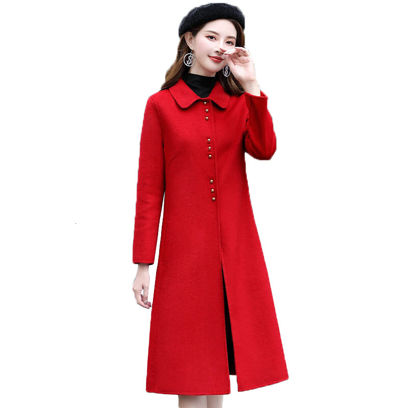 

Double-sided Autumn Winter Jacket Women's Clothes 2021 High Quality Korean Coats Wool Cashmere Coat R305 4c1d, Red.