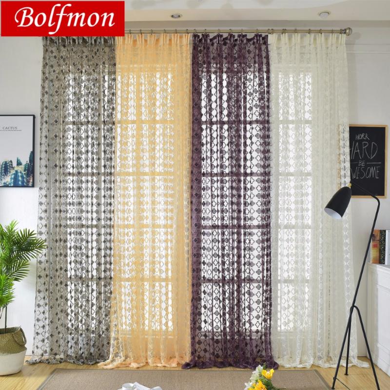 

Nice 4 Colors Pastoral Style Lace Window Sheer Curtain for Kitchen Living Room Bedroom Drapes Jacquard Blinds Tulle for Window, Color 1