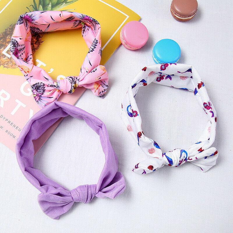 

Toddler Kids Baby Girl 3Pcs Headband Knot Bow Flower Stretch Cotto Hair Band Headwear Set1