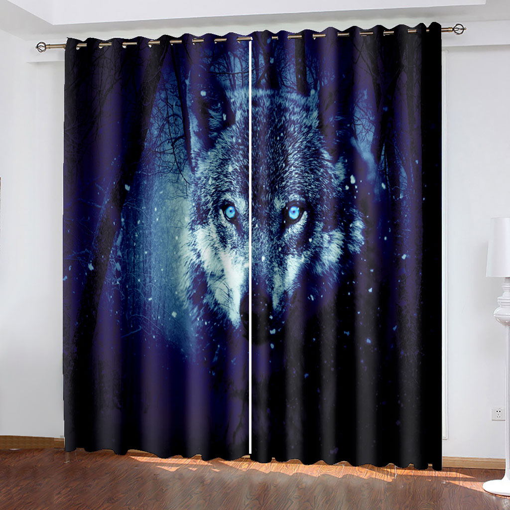 

Bedroom living room windproof thickening blackout fabric blue blackout curtain animal curtain