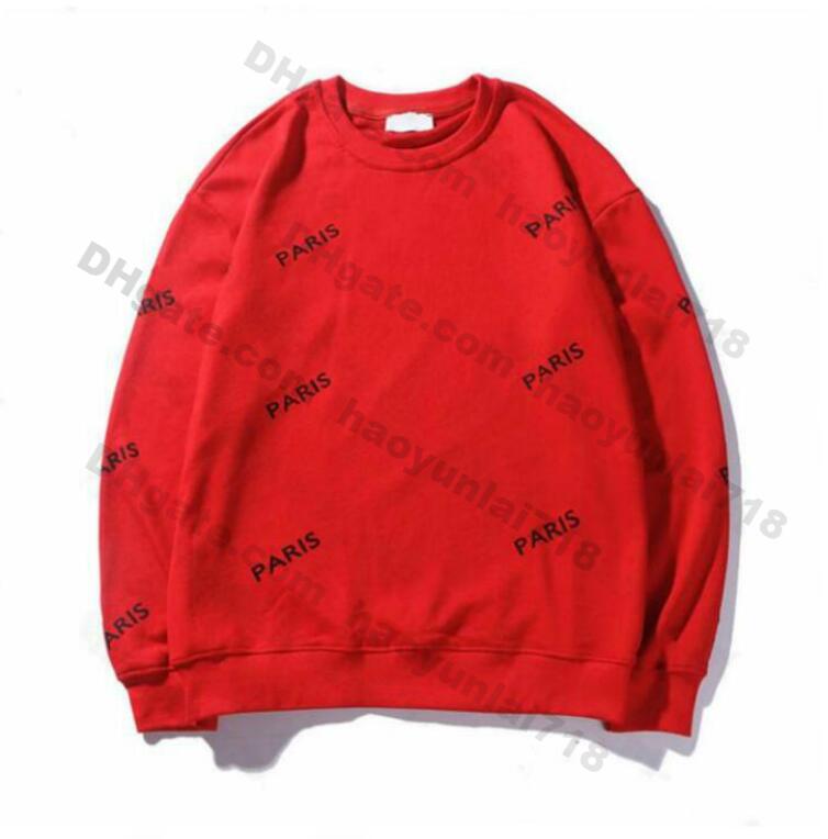 

New Men Women Sweater Crew Neck paris Print Casual Hoodies Mens Hoodie Street Hip Hop Cotton High Quality Loose Fit Womens Hoodie Sweatshirt, Red