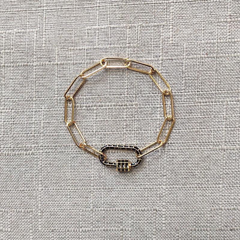 

Handmade classic spiral buckle pendant bracelet man punk chain jewelry black white blue carabiner can be opened bangle for women1