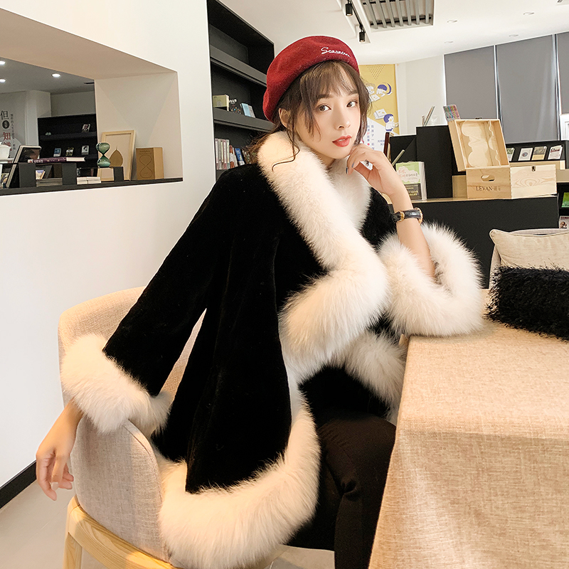 

quality High from the fake winter coat women' clothes 2020 fur collar mink velo long woman' clothing vintage jacket my4892 E3OB, Black-white