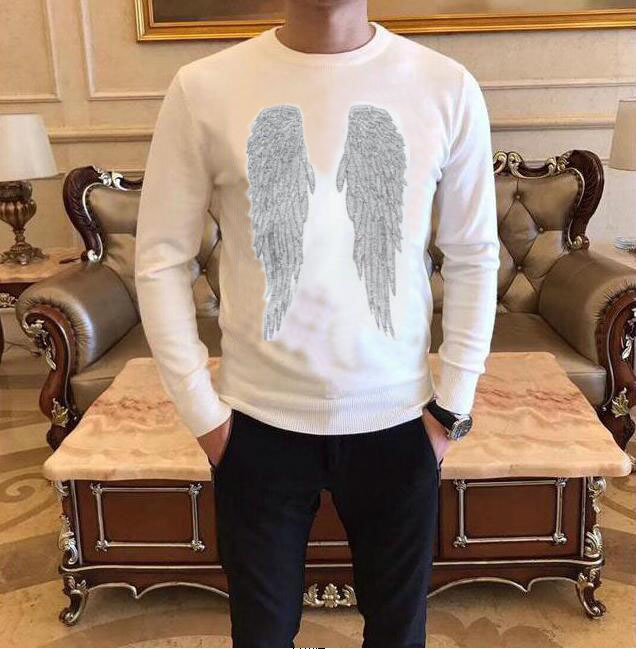 

Men 2021 New Casual Hip Hop Strass Sweaters Top the Neck High-quality Clothing Mrvl, The shown