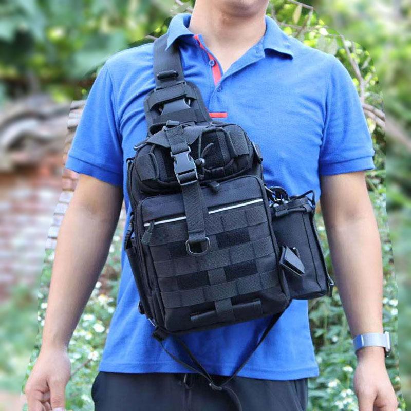

Fishing Tactical Sling Bag Chest Molle Outdoor Camping Hking Hunting Shoulder Backpack Assult Chest Bag Fishing XA640A, Normal black camo