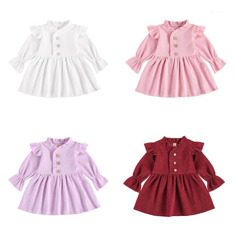 

Spring Autumn Girls Princess Dress Cotton Clothing For Kids Long Sleeve Solid Color Children Long Sleeve Girls Corduroy Dress1