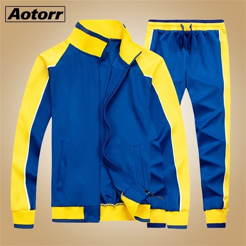 

New Spring Mens Sweatsuit Sets 2 Piece Zipper Jacket Track Suit Pants Man Casual Brand Tracksuit Male Sportswear Set Clothes 4XL 201130, Tz50jm blue