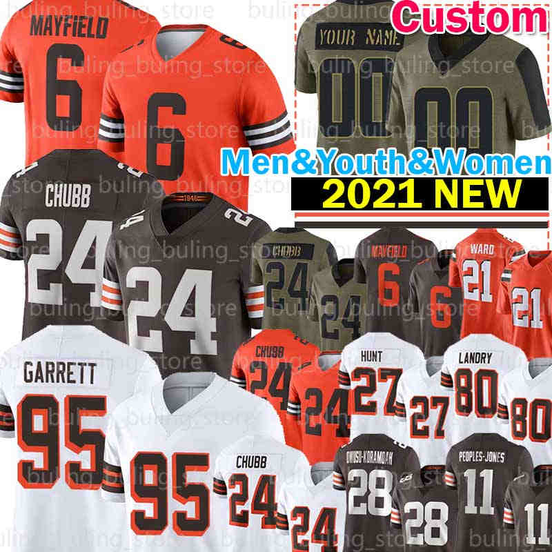 

Nick Chubb Jersey Myles Garrett 6 Baker Mayfield Kareem Hunt Football Denzel Ward Donovan Peoples-Jones Jarvis Landry Brown Jeremiah Owusu-Koramoah Gregory Newsome, Custom men