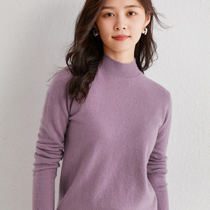 

Half-High Neck Long Sleeves for Women 100% Cashmere Lungs and Knitting Wool New Winter Female Soft Selling Hot, The picture4