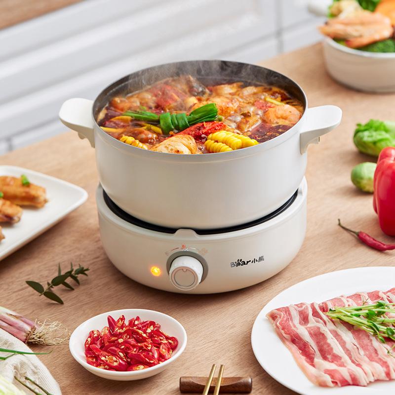 

220V Electric Hot Pot Multifunction Rice Cooker Portable Split Type Pot Kitchen Cooker Non-stick Frying Pan For Travel Kitchen