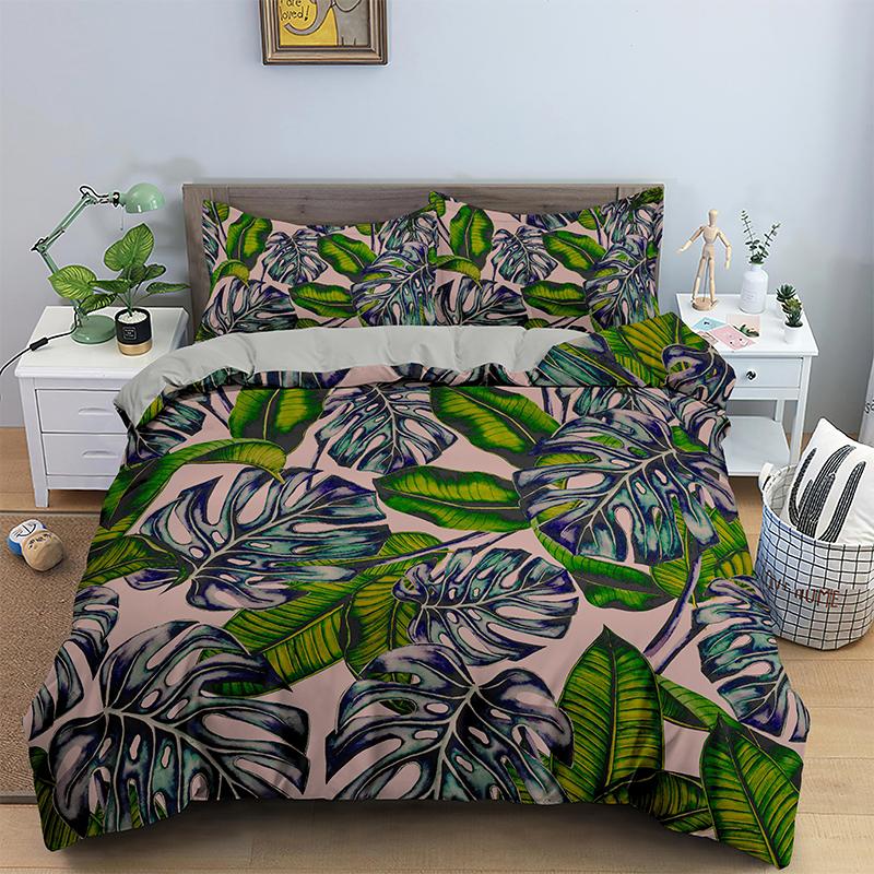 

New Style Tropical Leaf Plant Bedding 3D Duvet Cover Sets Printing, H1411