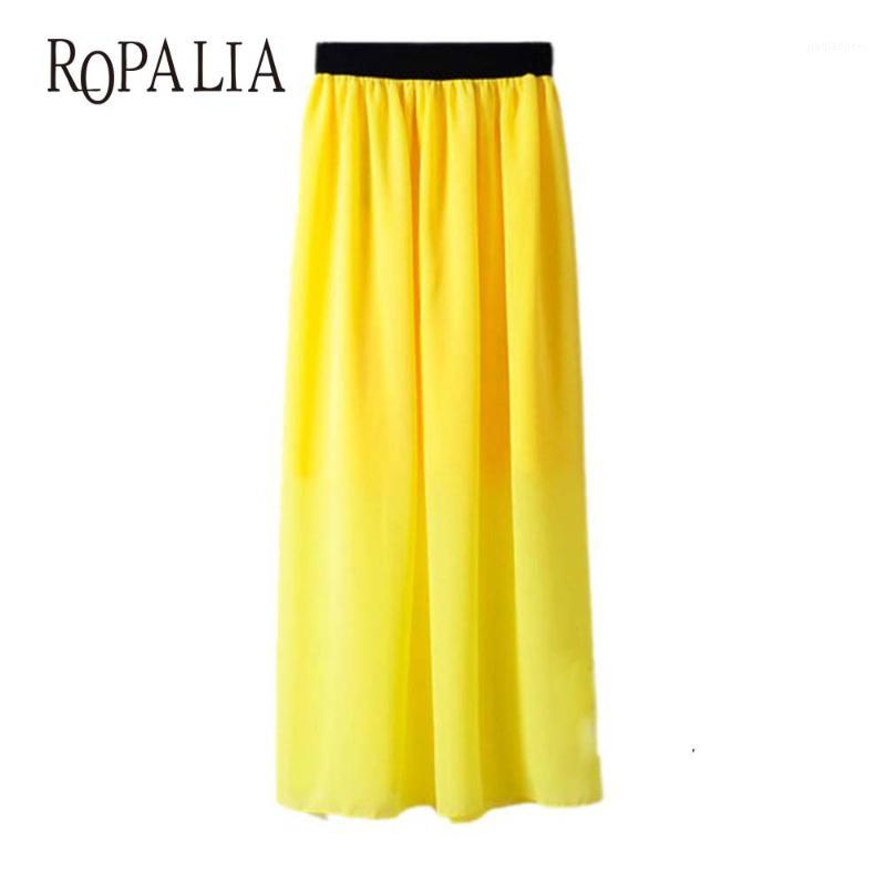 

Skirts Wholesale- Casual Lady Long Maxi Chiffon Summer Women Pleated Elastic Waist Skirt 1, Black