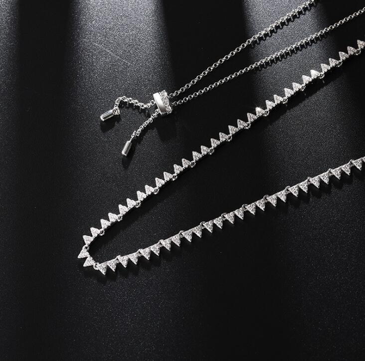 

arrow simple necklace crystal rhinestone gear triangle pointed necklace simple ins cool wome neck jewelry