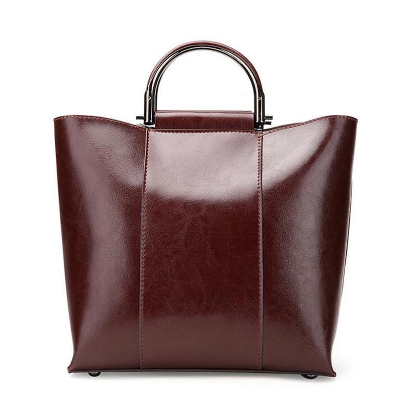 

WILIAMGANU Retro Fashion Luxury Handbags Genuine Leather Bags For Women Oil Big 2020 Women Bags Designer Shoulder For, Black