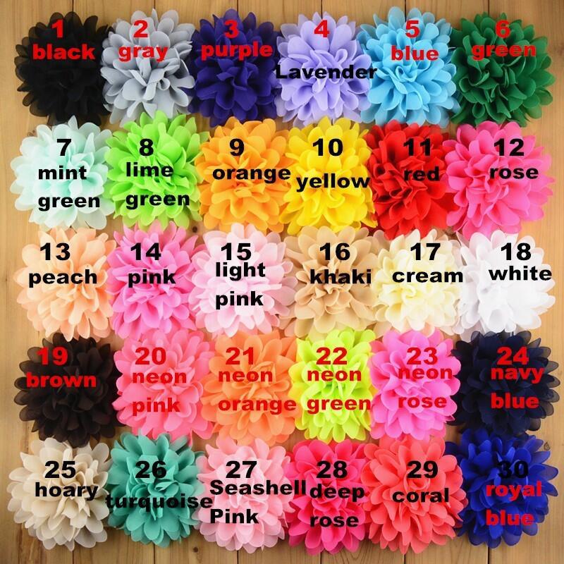 

10cm Chiffon Head Flower Baby Hair Sticks Headbands Barrettes DIY Accessories 32 Colors Children DIY Head Flowers KXD 003