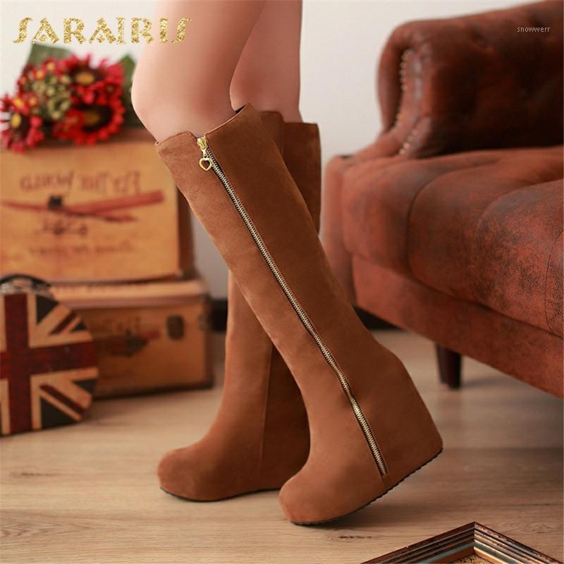 

Sarairis New Design 2020 Big Size 43 Zip Up Knee High Boots Female Zip Up Concise Wedge High Heels Platform Shoes Ladies Boots1, Yellow
