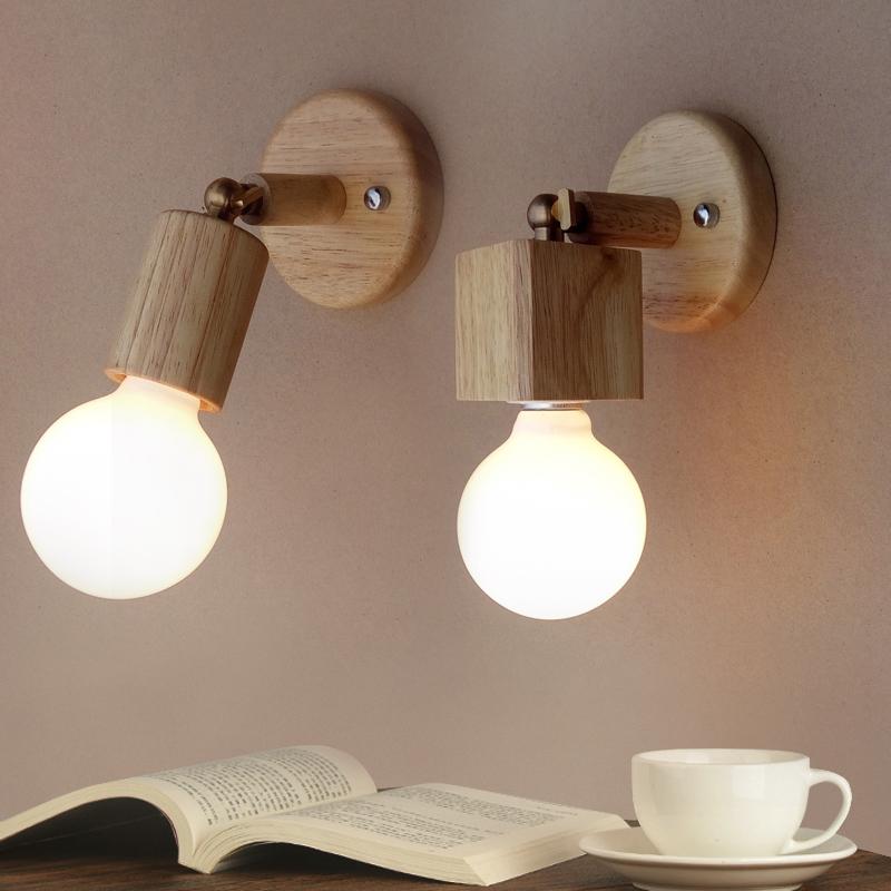 

Modern Japanese solid wood Wall Lamps creative living room bedroom bedside balcony aisle mirror headlights