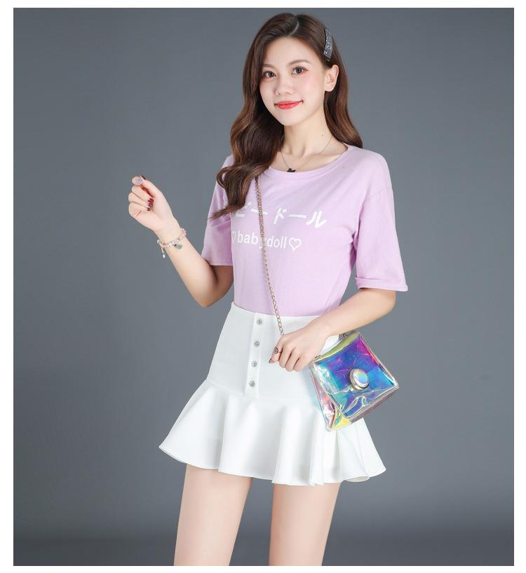 

Women' Fashion Slim Waist High Street White Solid Hot Skirts Pleated Skirt Summer High Waist Pleated Mini Skirt Kawaii, 619-1bs