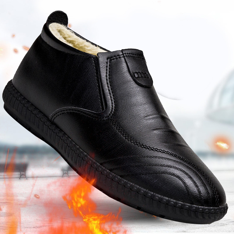 

2020 men warm winter men's fashionable ankle snow for man causal black leather shoes male boots, Blake