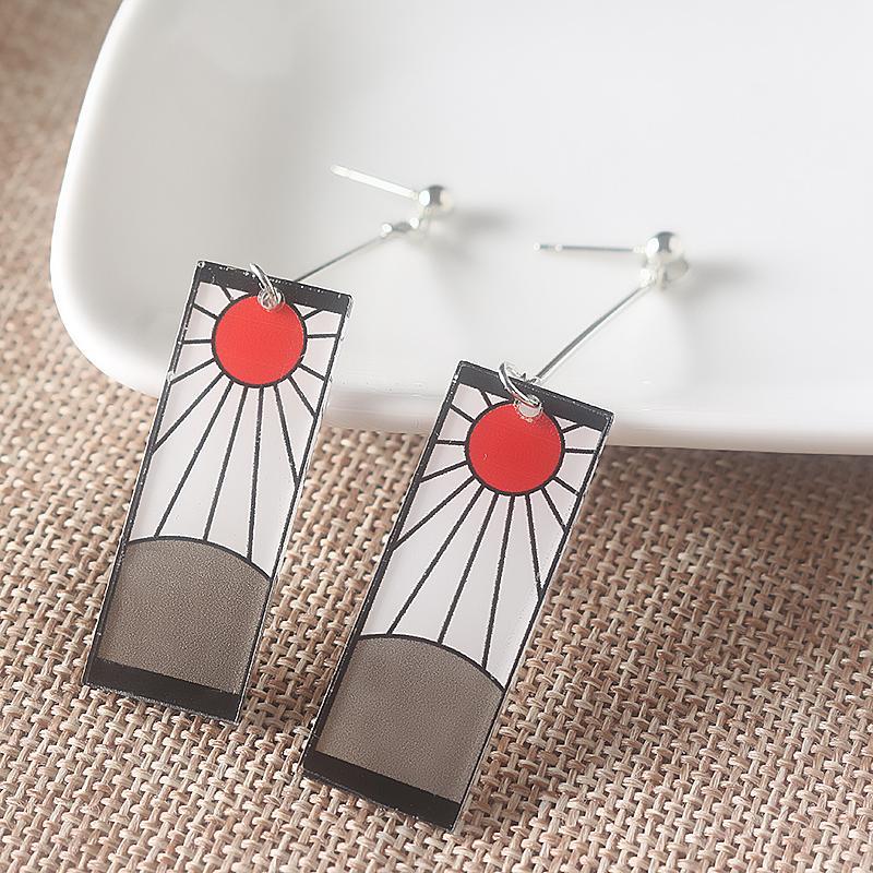 

New Anime Demon Slayer Kimetsu no Yaiba Cosplay Kamado Tanjirou Earrings Ear Clip Stud For Women Men Costume Party Jewelry1