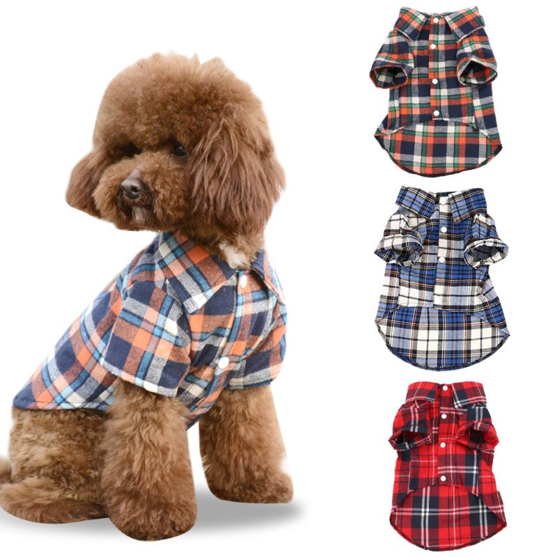 

Soft Cotton Short Sleeve Shirts Pet Dog Cat Clothes Puppy Dog Kitten Clothing Plaid T Shirt, Red s