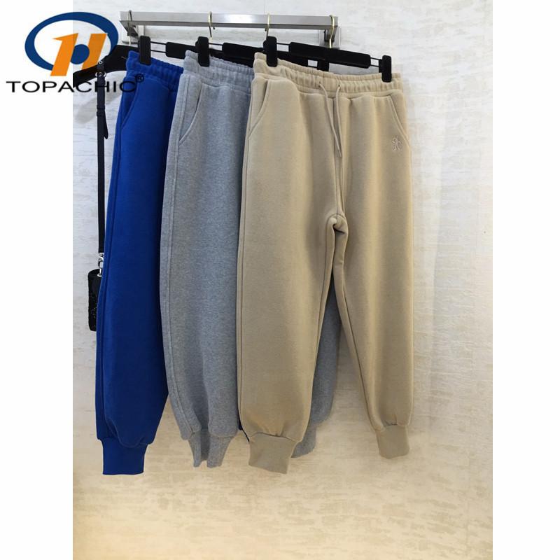 

12 16 Hot Sale ! Autumn Winter New High Waist Ribbon Embroidered Print Pants Women Casual Plush Thick Keep Warm Harem Pants, As picture