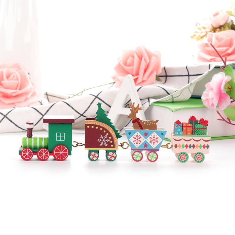 

Christmas train painted wood kid Festive atmosphere toys gift ornament Christmas Decoration home new year Xmas Train Toy gift1