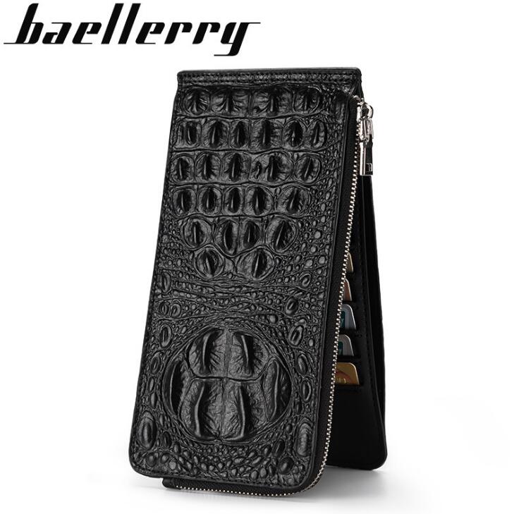

Factory independent men wallet package fashion Alligator Leather Business purse multi function genuine pickup bag crocodile tattoo hand bags, Black1 (with a box)