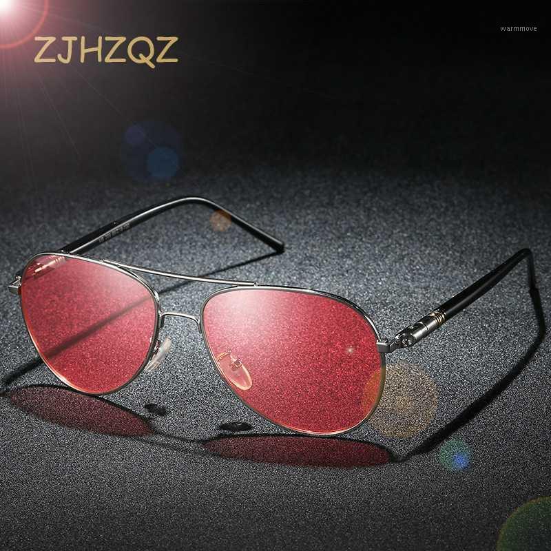

Aviation Metal Frame Mens Polarized Driving Fishing Watching Sunglasses Men Red Lens Night Vision Clarity Glasses Goggles1
