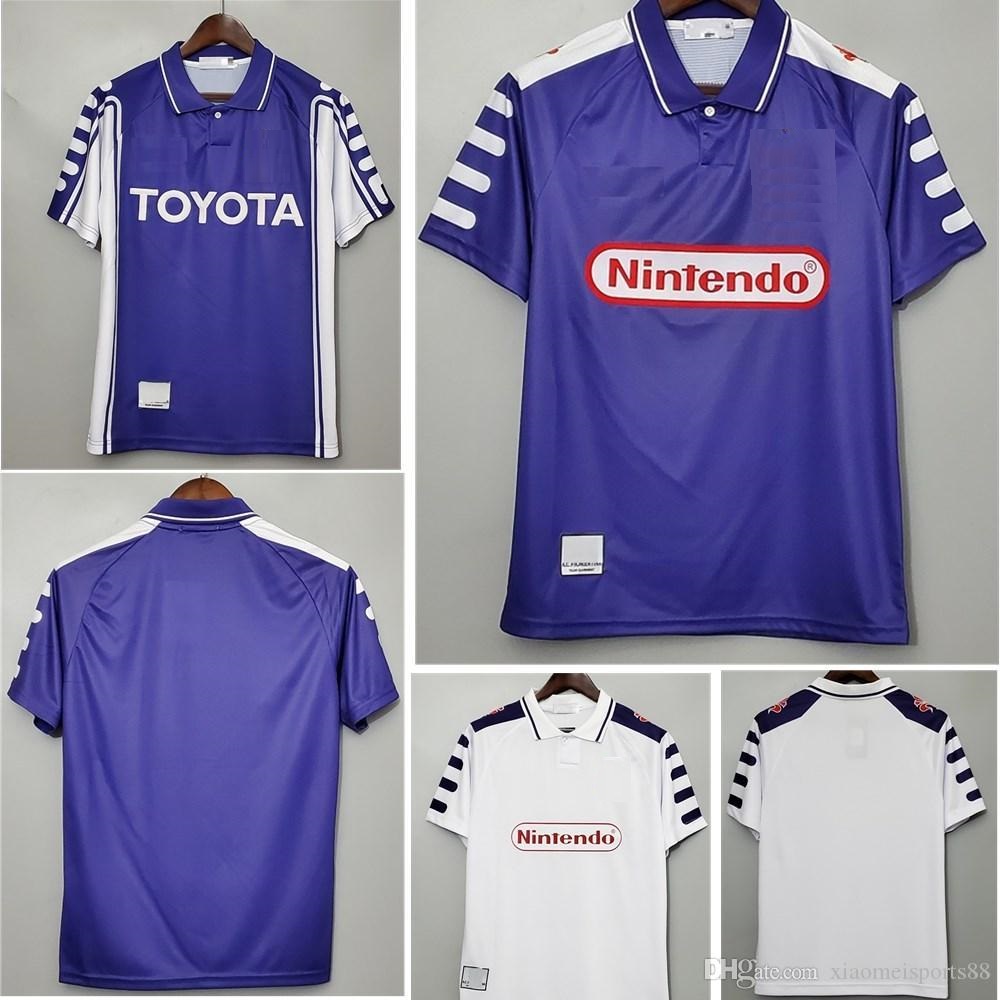 

Fioren Retro 98 99 00 soccer jerseys 1998 1999 2000 BATISTUTA football shirt 92 93 RUI COSTA jersey Florence Classic maillot, As shown in illustration