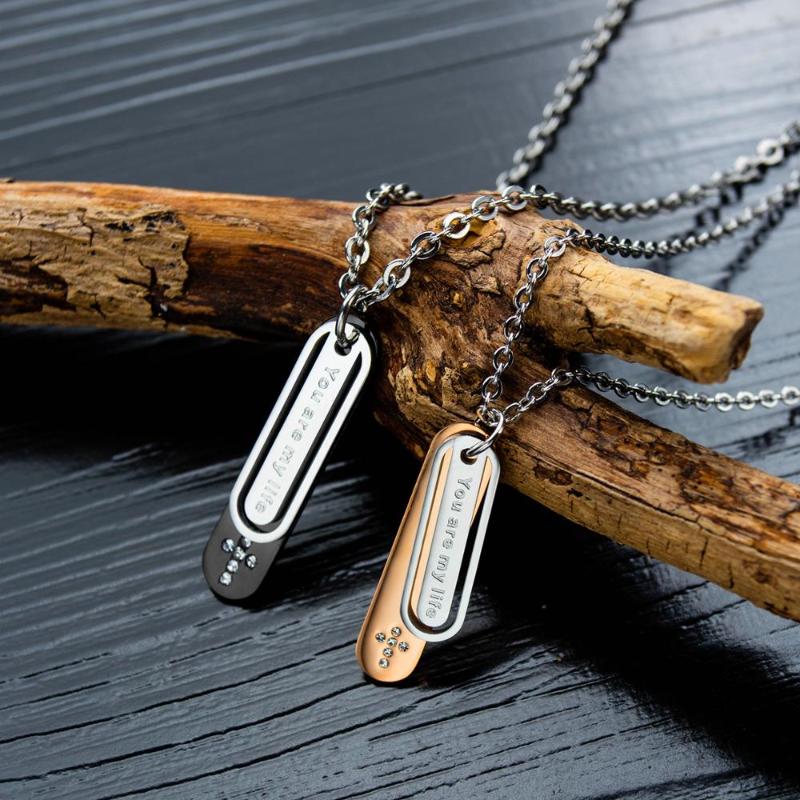 

Free Custom You Are My Life Crystal Double Tag Necklace in Stainless Steel Couple's Gift