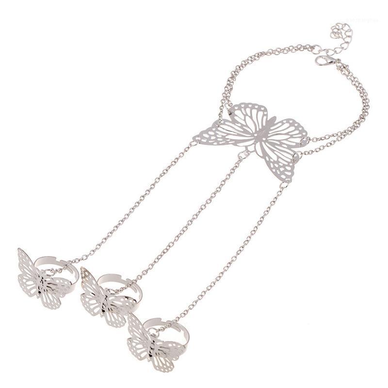 

Fashion Hollow Out Butterfly Decor Hand Harness Bracelet For Women Bohemain Statement Charms Party Jewelry Gift Accessories Link, Chain, Black