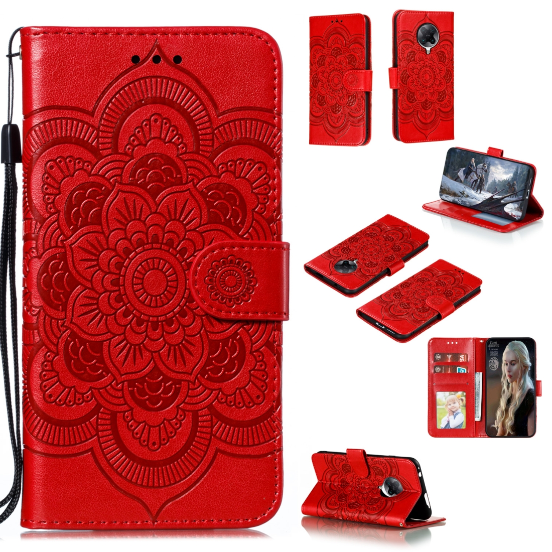 

For Xiaomi Redmi K30 Pro Mandala Embossing Pattern Horizontal Flip PU Leather Case with Holder Card Slots Walle Lanyard