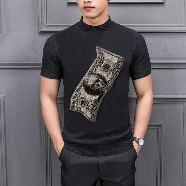 

Nightgown Autumn 2021 New Casual Arrival Sweater Short Sleeve Man-neck Hot Knit-knit Drill Men' Shirts Streetwear 0ril, Sky blue