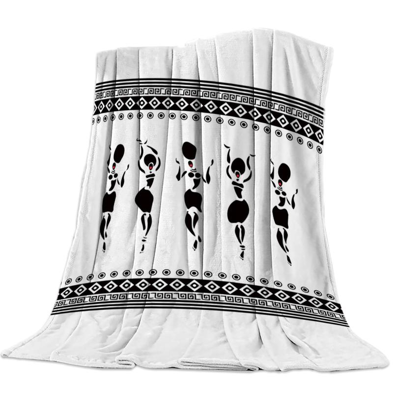 

African Tribe Pattern Ethnic Women Throw Blanket Portable Soft Sofa Blanket Warm Microfiber Flannel Blankets for Beds
