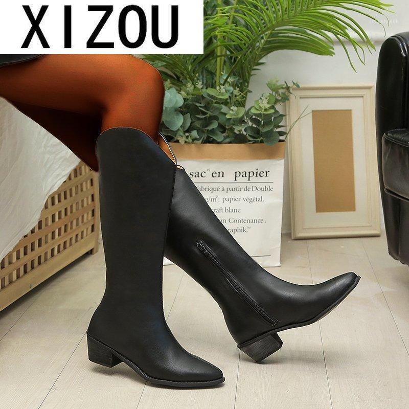 

British Style Cowhide Material Zippered Decorative Boots Pointed Thick High Heel Side Zipper Rubber Soles Winter Boots Women1, Brown