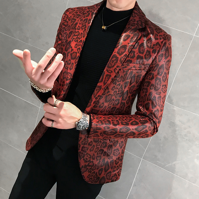 

2020 for Leather Costumes Singers Bachelor Coat Blaser Men Men's Masculine Autumn Leopard Copy Blazer Fur Suit G0gi, Black