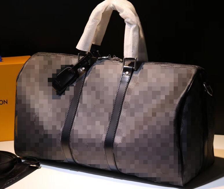 

Classic Rainbow X Shape Large Travel Bag Pillow Duffle Bags Luggage Handbag Real Leather Capacity Sport Bag Shoulder Crossbody Bags, Brown grid