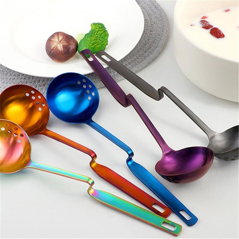 

TTLIFE 2 in 1 Stainless Steel Z-shaped Hot Pot Slotted Spoon Wall-mounted Soup Spoon Colander Hanging Kitchenware1