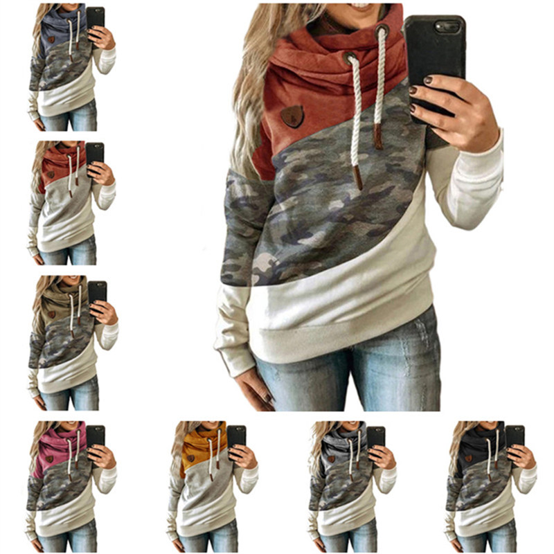 

S-5XL Women Hoodies Autumn Winter Fleece Sweatshirt Long Sleeve Heaps Collar Hoodie Leopard Print Patchwork Pullover Top Clothes 28 Colors, White