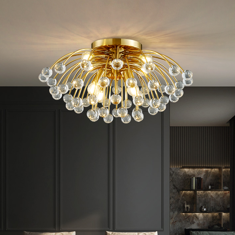 

Modern colorful crystal ceiling chandeliers for bedroom living room round ceiling lights dining room indoor lighting