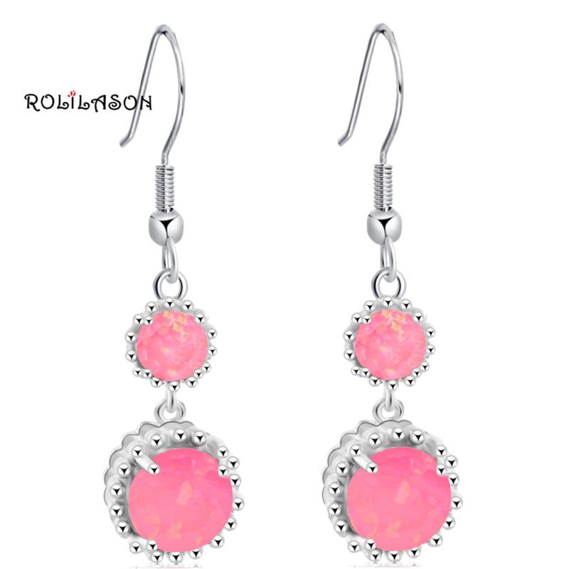 

Amazing High quality Pink Fire Opal Silver Stamped Drop Earrings Wholesale & Retail Fashion Jewelry*Opal Jewelry OE506