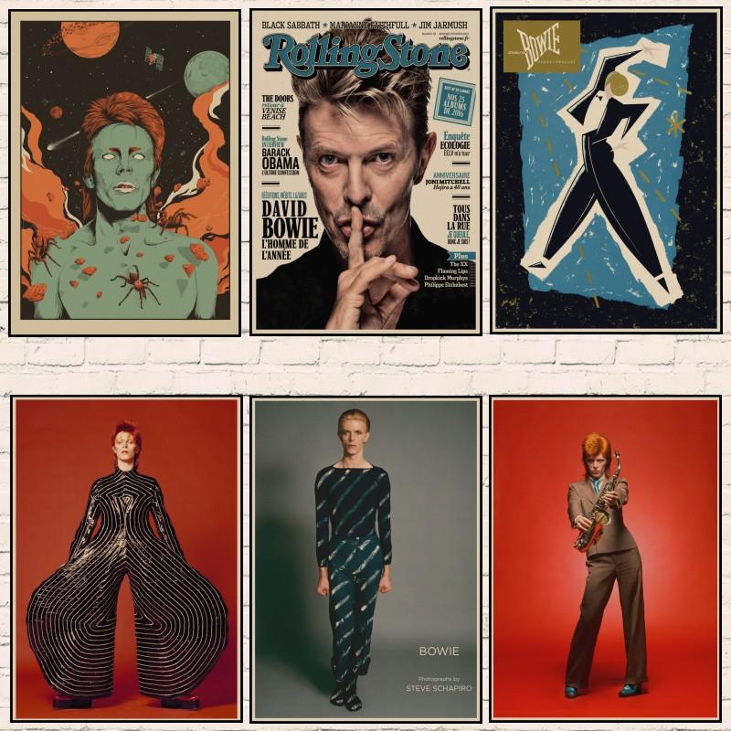 

Vintage home decoration David Bowie rock music poster retro kraft paper wall stickers draw wall hanging picture Photos A5