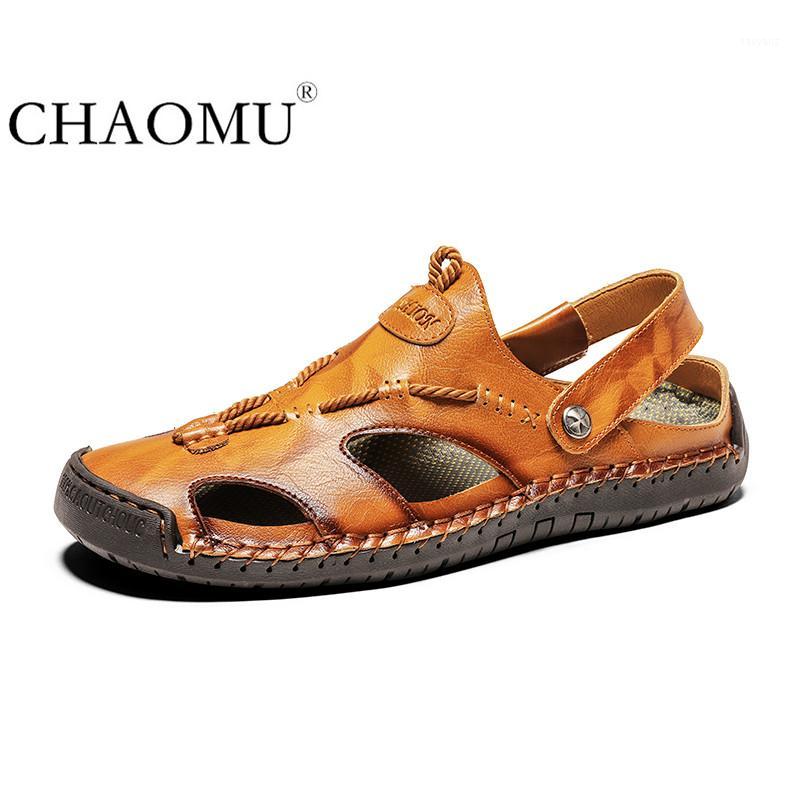 

Summer men's leather sandals hollow leather toe cap men's shoes breathable beach shoes outdoor leisure sandals1, Black