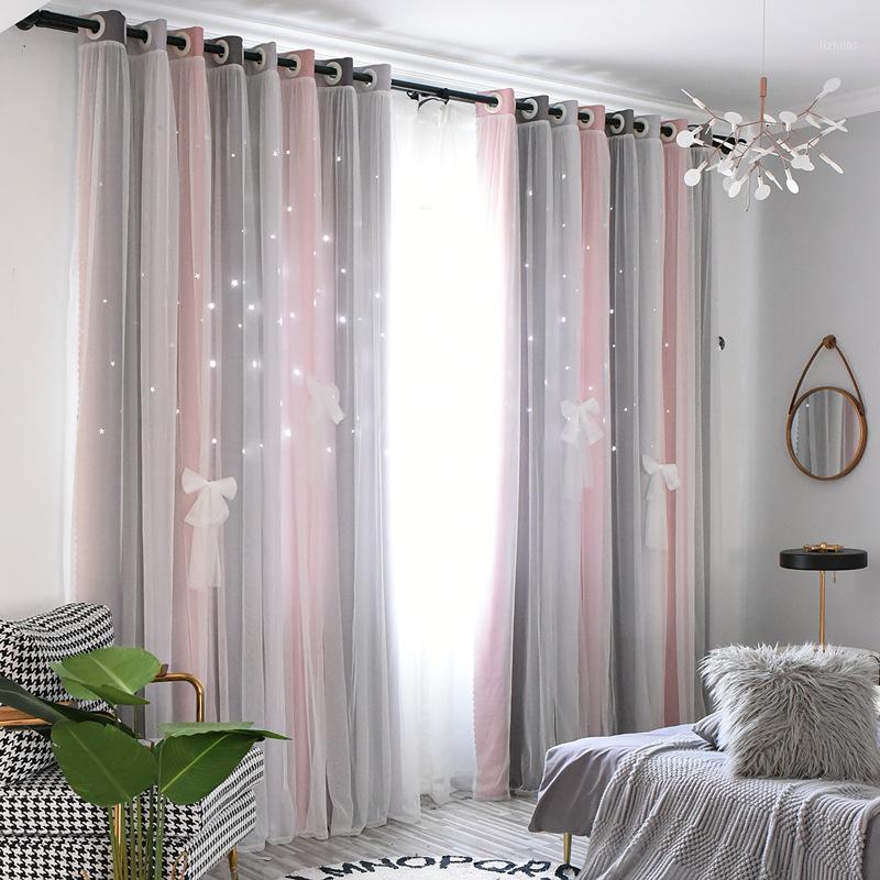

Simple Hollow Stars Vertical Strip Curtains Window Curtains For Living Room Girls Hoom Decor Curtain Blackout Finished Curtain1, 03